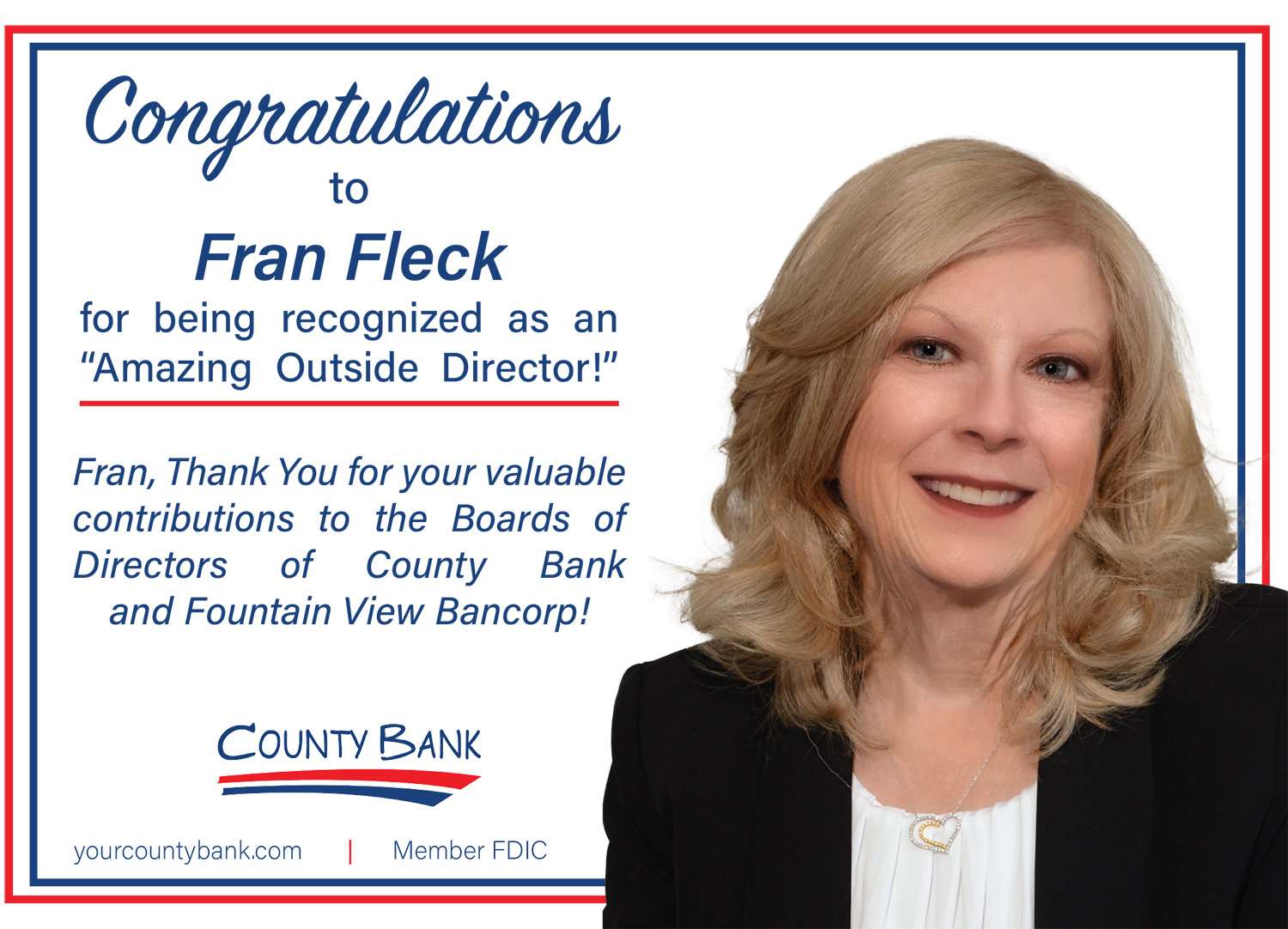 Congratulations Fran Fleck